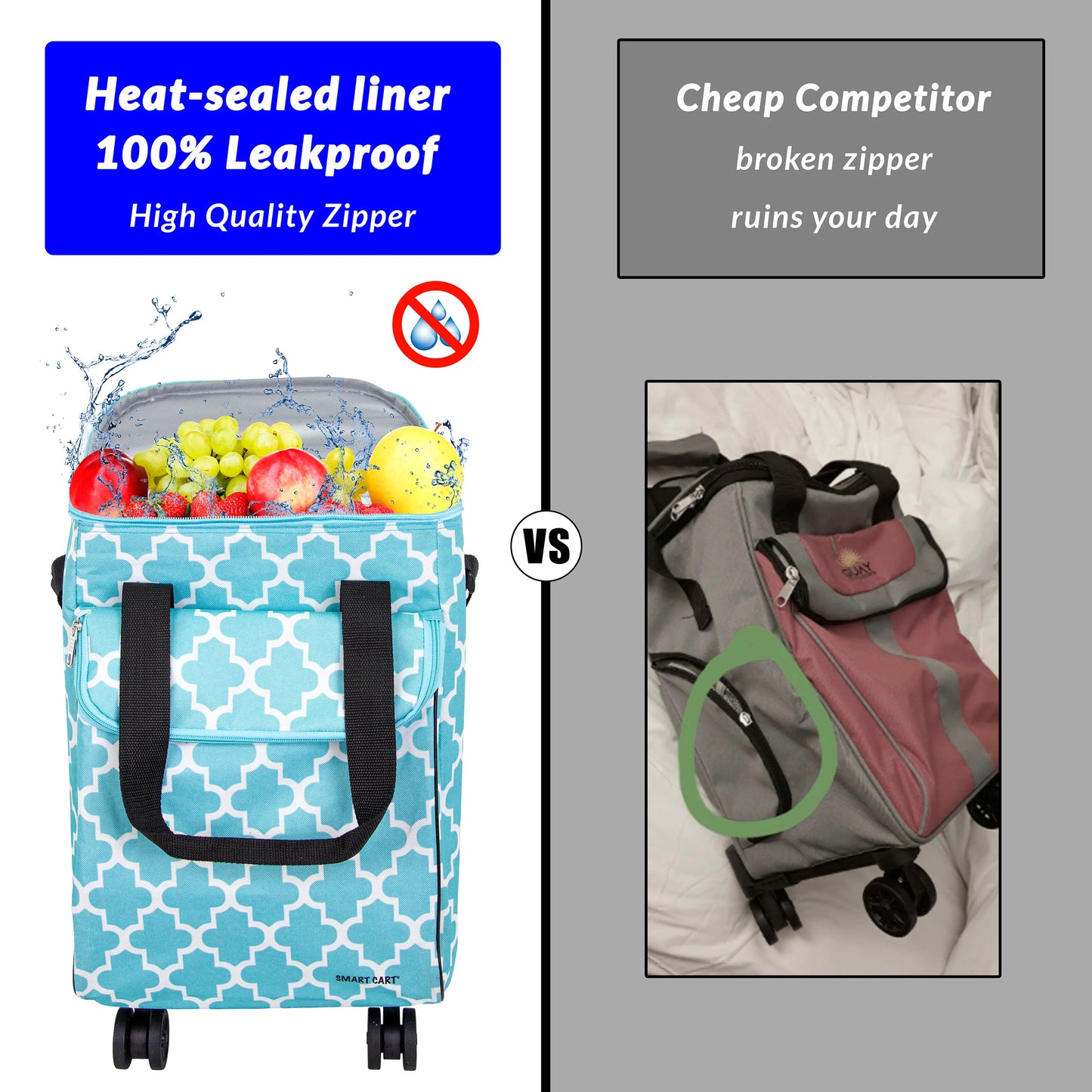 Ultra Compact Cooler Smart Cart 360 Insulated Collapsible Rolling Tailgate BBQ Beach, Moroccan Tile