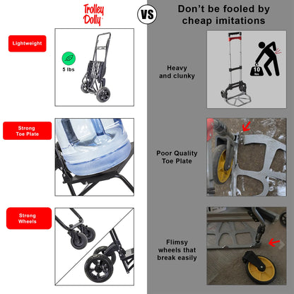 Trolley Dolly Rover MM, Dolly 4 Wheeled Push Folding Utility Cart Hand Truck Platform Swivel Wheels Garden Lightweight Luggage Carretilla de Carga Plegable