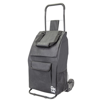 Trolley Dolly Compact , Black Foldable Shopping cart for Groceries with Wheels and Removable Bag and Rolling Personal Tote Handtruck