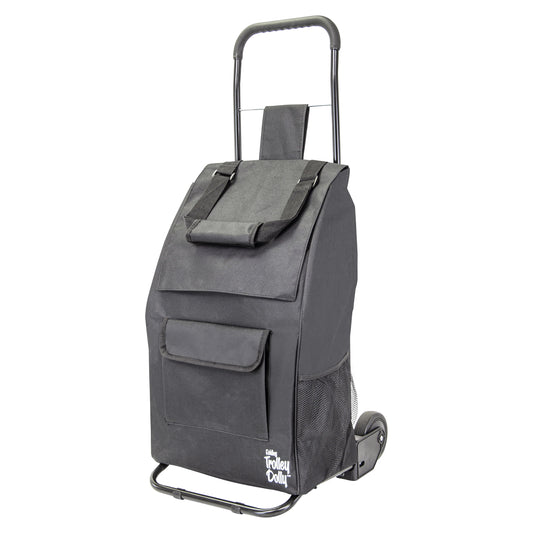 Trolley Dolly Compact , Black Foldable Shopping cart for Groceries with Wheels and Removable Bag and Rolling Personal Tote Handtruck