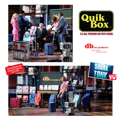 dbest products Quik Box - 8.5 Gallon 3 Pack Stackable Storage Bins with Doors, Collapsible Organizer Foldable Container, for Bedroom Living Room Kitchen Neat, Tidy Dorms and Organized Homes, Boxes