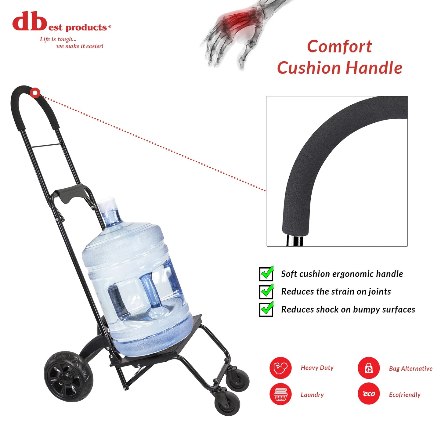 Trolley Dolly Rover MM, Dolly 4 Wheeled Push Folding Utility Cart Hand Truck Platform Swivel Wheels Garden Lightweight Luggage Carretilla de Carga Plegable