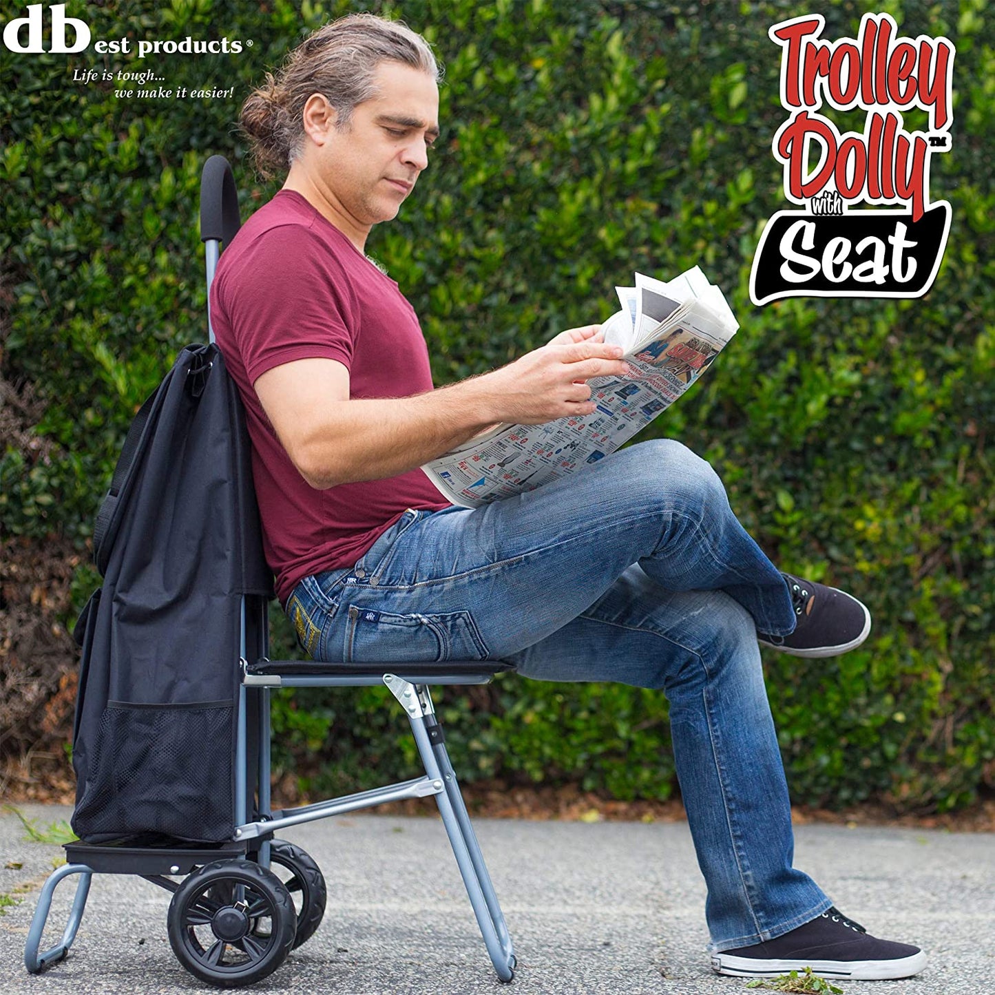 Trolley Dolly with Seat - Black