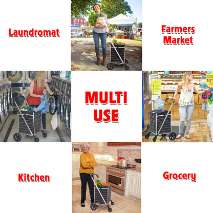 Cruiser Cart Deluxe Premium Liner Bag 15. 5" X 17" X 20. 5" (Only Cover, Handcart not Included) Shopping Laundry with Easy Detachable Hook and Loop Attachments Bolsa para Carritos de Compras