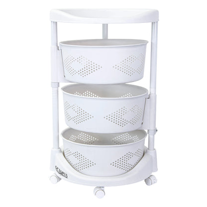Octopus 360 3 Tier Rolling Cart Kitchen Organization Plastic Rotating Fruit Basket  Teacher Classroom Supplies Organizer Makeup  Storage Hair Salon Trolley Swivel Lockable Wheels Bar
