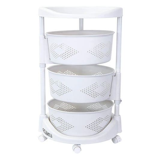 Octopus 360 3 Tier Rolling Cart Kitchen Organization Plastic Rotating Fruit Basket  Teacher Classroom Supplies Organizer Makeup  Storage Hair Salon Trolley Swivel Lockable Wheels Bar