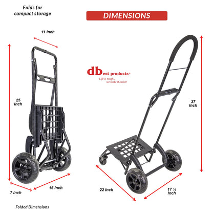 Trolley Dolly Rover MM, Dolly 4 Wheeled Push Folding Utility Cart Hand Truck Platform Swivel Wheels Garden Lightweight Luggage Carretilla de Carga Plegable