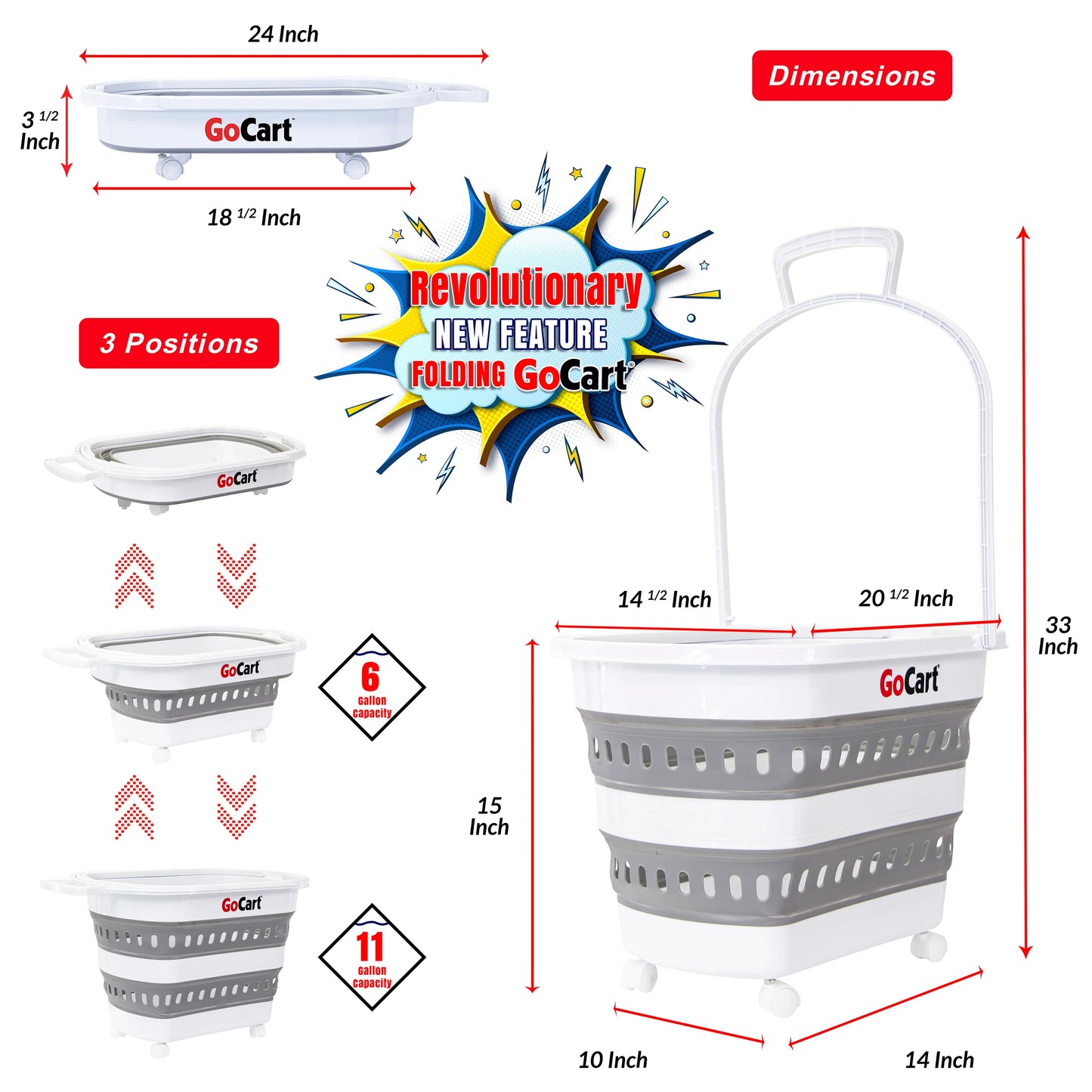 Folding GoCart Collapsible laundry basket on Wheels Grocery Cart Shopping foldable Pop Up plastic hamper Tote Handles Cesto para ropa sucia