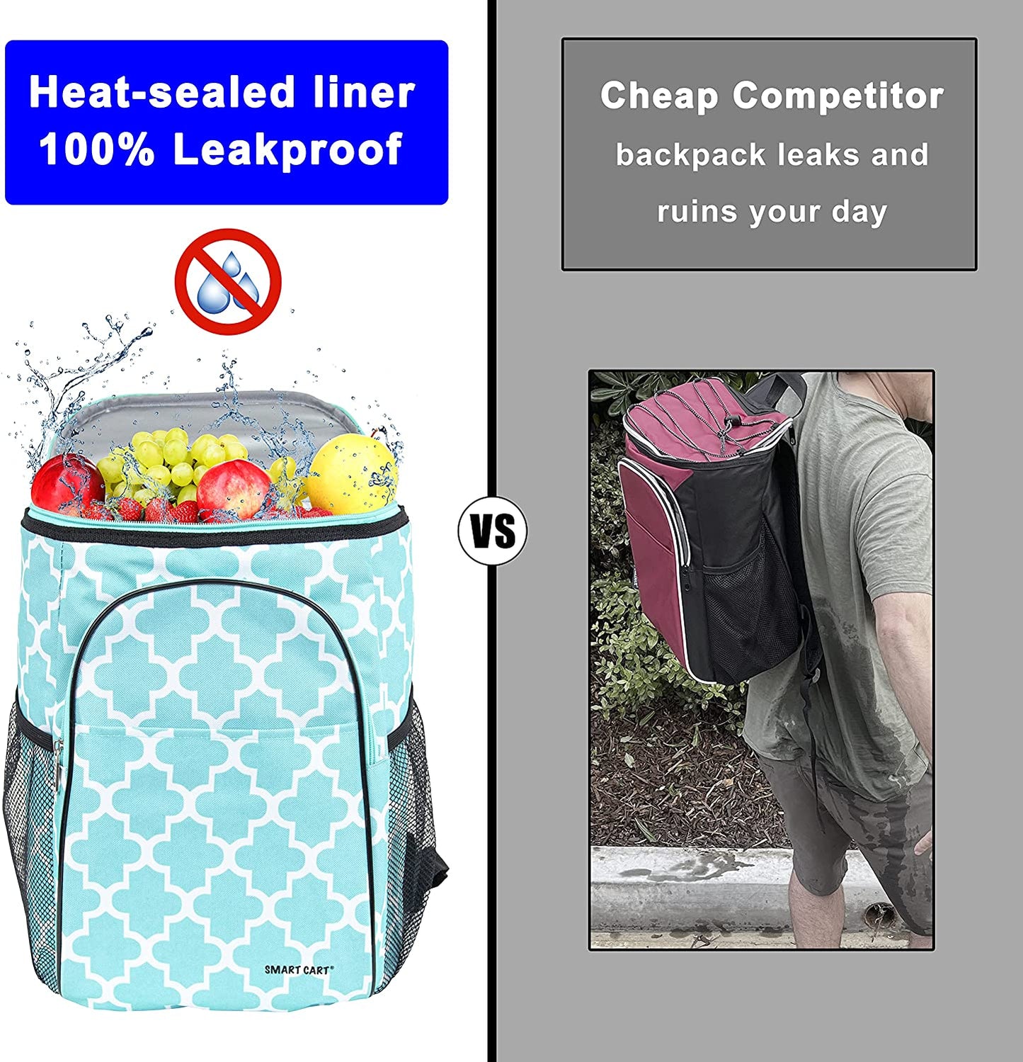 Ultra Compact Cooler Smart Cart Backpack, Moroccan Tile