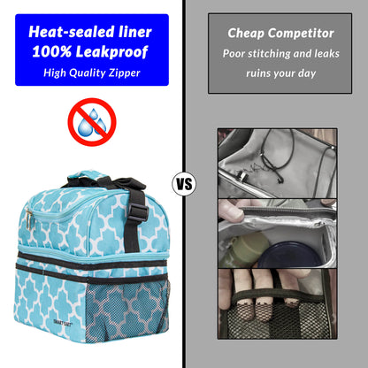 dbest products Ultra Compact Cooler Smart Cart Lunch Bag Insulated Tote Women Men Camping Accessories Beach Loncheras para Mujer Hombres, Moroccan Tile