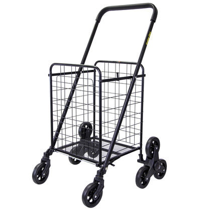 dbest products Stair Climber Cruiser Cart Shopping Grocery Rolling Folding Laundry Basket on Wheels Foldable Utility Trolley Compact Lightweight Collapsible, Black