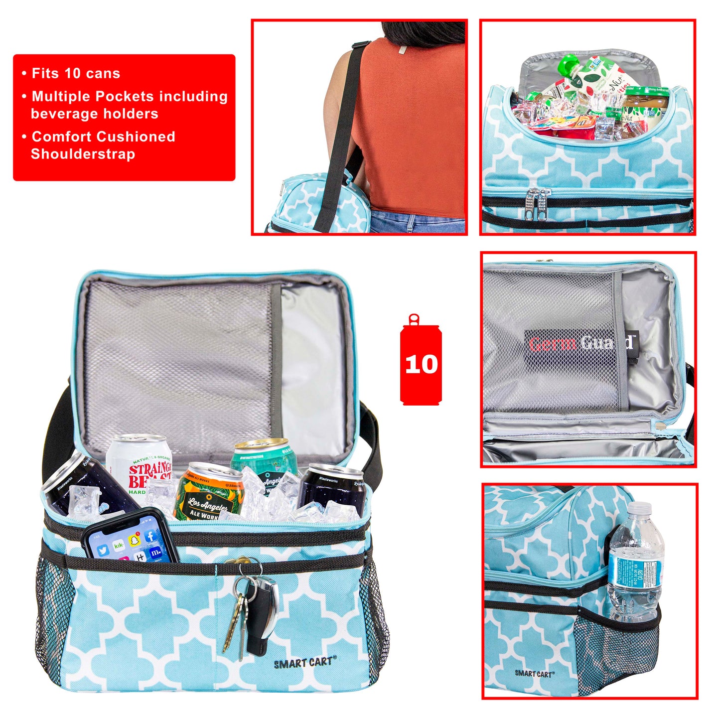 dbest products Ultra Compact Cooler Smart Cart Lunch Bag Insulated Tote Women Men Camping Accessories Beach Loncheras para Mujer Hombres, Moroccan Tile