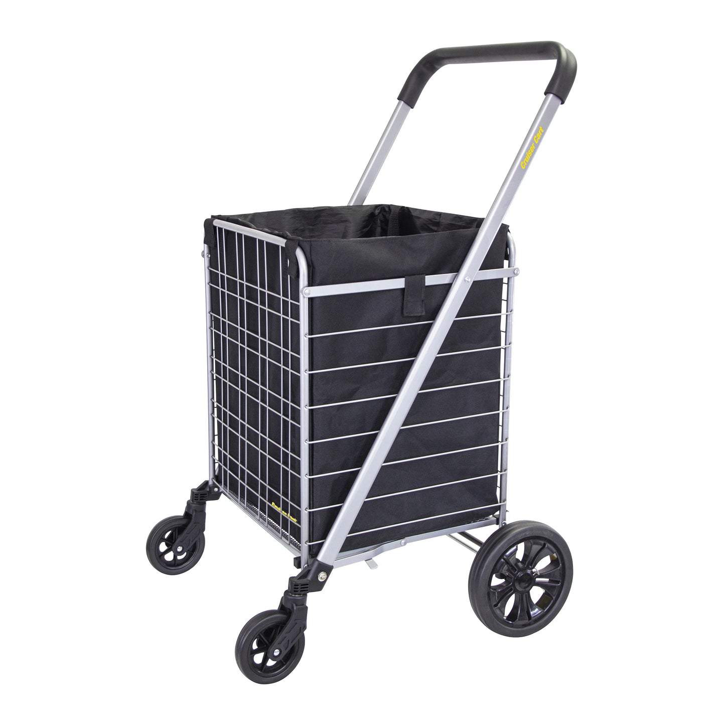 dbest products Cruiser Cart Deluxe 2 with Liner Bag Bundle Shopping Grocery Rolling Folding Laundry Basket on Wheels Foldable Utility Trolley Compact Lightweight Collapsible