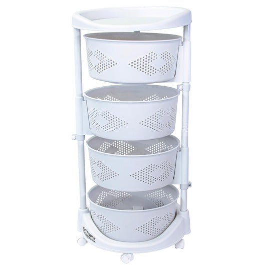 Octopus 360 4 Tier Rolling Cart Kitchen Organization Plastic Rotating Fruit Basket  Teacher Classroom Supplies Organizer Makeup  Storage Hair Salon Trolley Swivel Lockable Wheels Bar