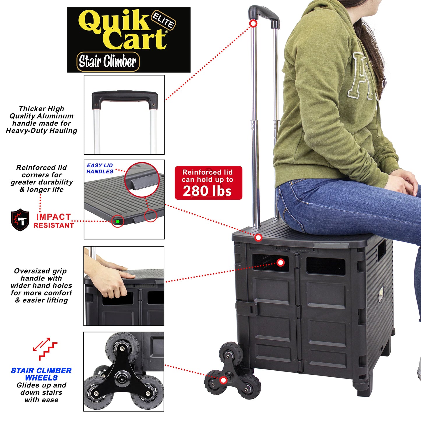 Quik Cart Elite Stair Climber, Black