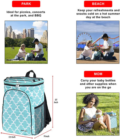 Ultra Compact Cooler Smart Cart Backpack, Moroccan Tile