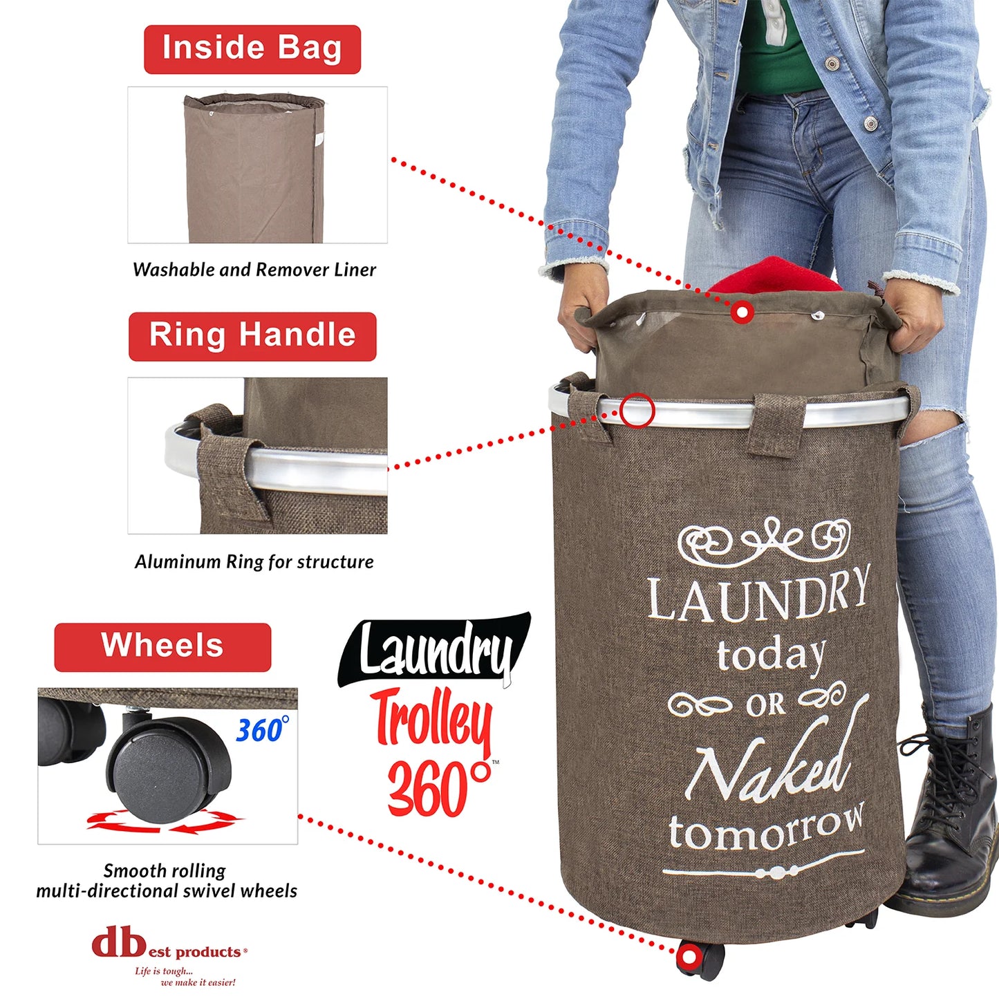 Laundry Trolley 360, Brown