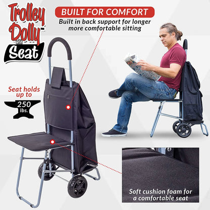 Trolley Dolly with Seat - Black